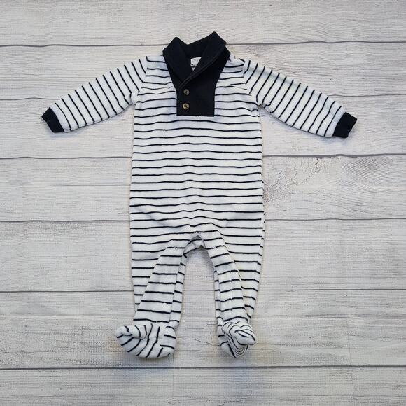 6m Firsts by Petit Lem Striped Terry Romper - Picture 1 of 6